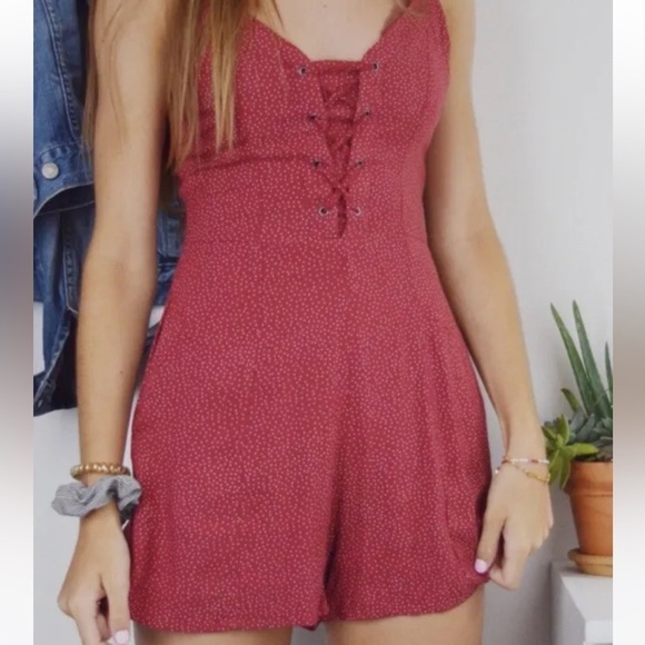 American Eagle Red Polka Dot Romper - Picture 5 of 7